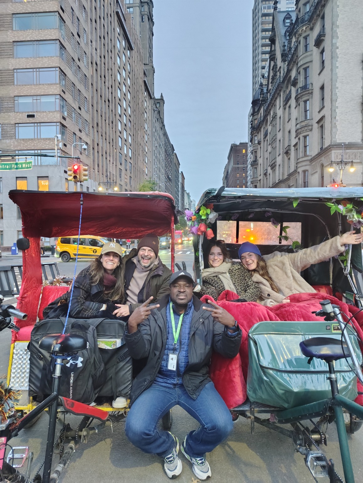 Guests enjoying a private pedicab experience near Central Park West